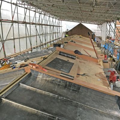 Lead roofing under construction at Shrewsbury Mews, view 1, by London Lead Roofing